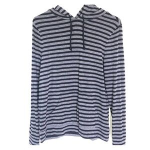 2/$15 Old Navy- Black Gray Striped Hoodie Lightweight Pullover Hooded Top Size S